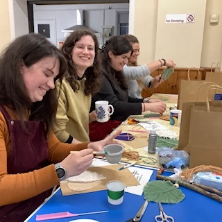 Four local ladies enjoying the  Macrame Workshop lead by Gail